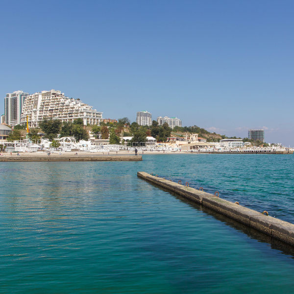 blue water buildings